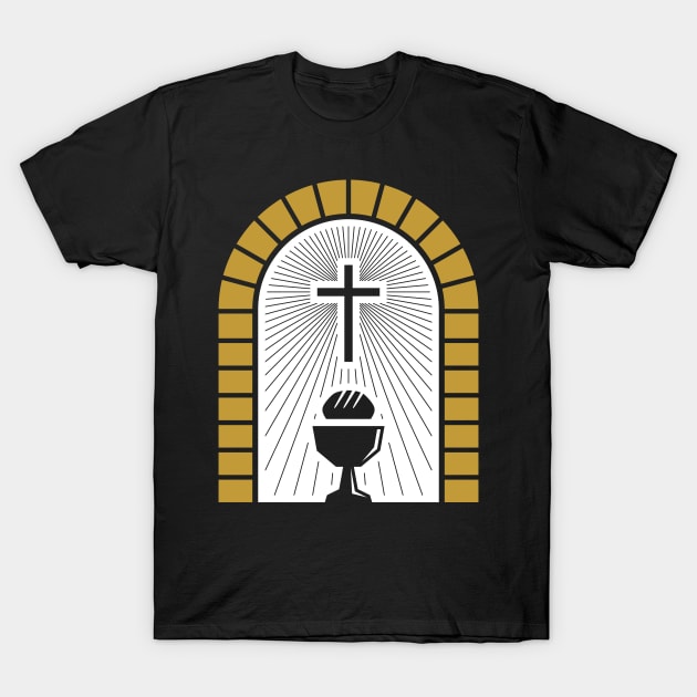 Cross, holy chalice and bread. T-Shirt by Reformer